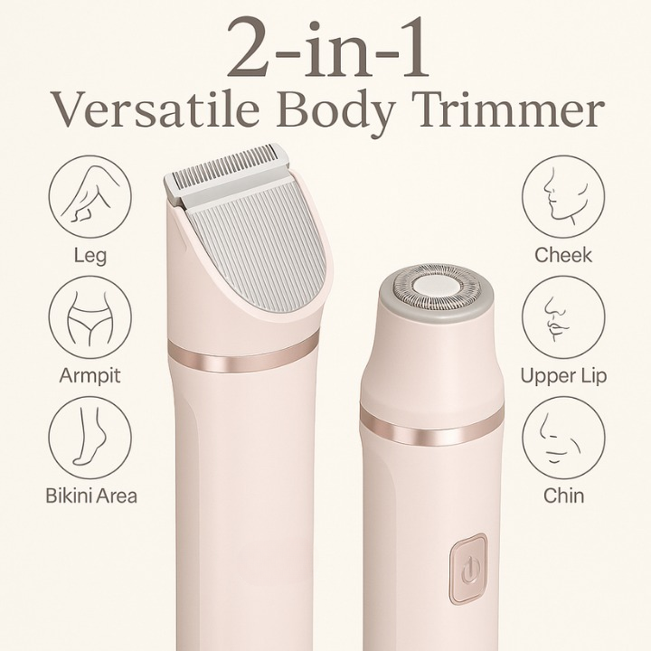 Electric Razors for Women 2In1 Bikini Trimmer Facial Mustache Shavers for Ladies Body Underarms Legs Portable Painless Epilator