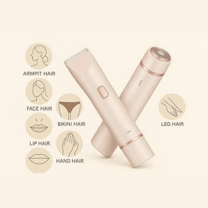 Electric Razors for Women 2In1 Bikini Trimmer Facial Mustache Shavers for Ladies Body Underarms Legs Portable Painless Epilator
